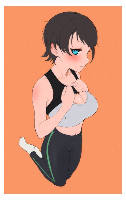 ワンドロ⁇?(160分)でたくし上げスポブラスバユ描きました、今度ちゃんと塗ろうと思います 