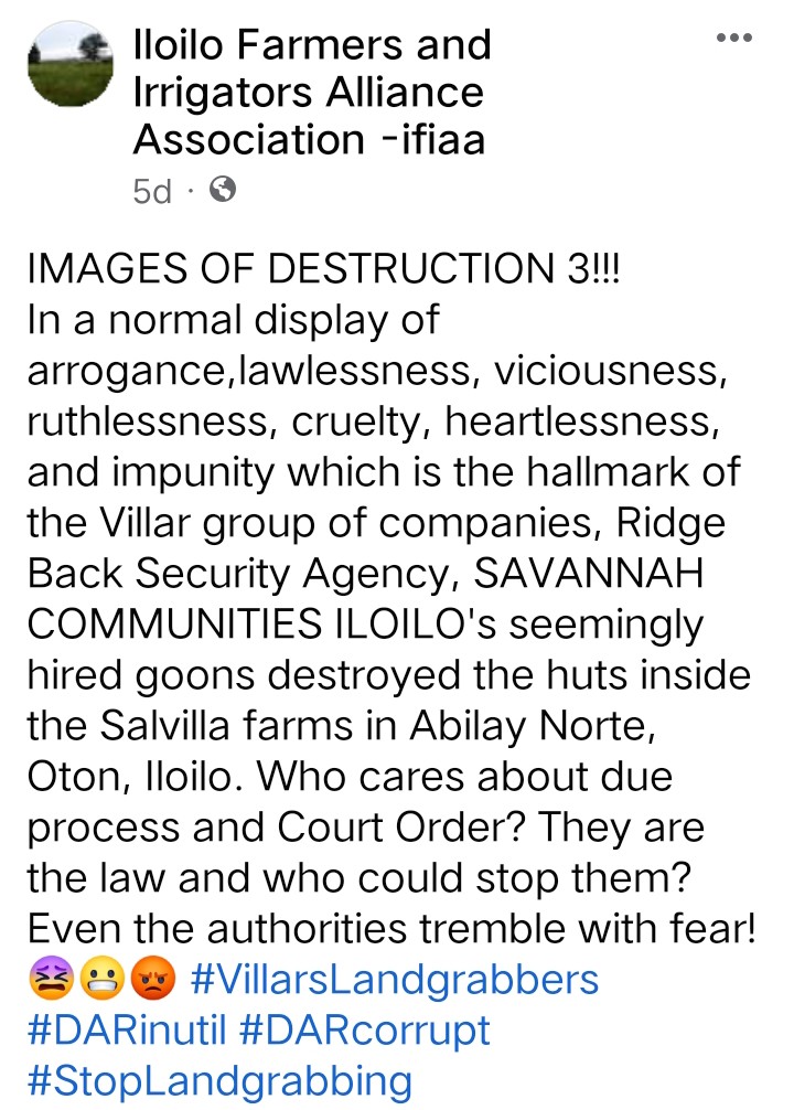 IfiaaAnd's tweet photo. A LAWLESS SOCIETY? VANDALISM? HOLLIGANISM?
This happened 5 days ago at the Salvilla farms in Abilay Norte Oton, Iloilo. Is this not a violation of ARTICLE III Sec. 1 of d Const. on d BILL OF RIGHTS? Why is this happening? @DAR @PNP @CHR #DARinutil #DARcorrupt #VillarsLandgrabbers https://t.co/Ijoi7wQGEO