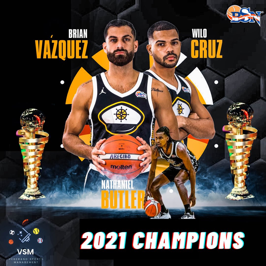 Congratulations to <a href="/SportsVsm/">Vegerano Sports Management (VSM)</a> clients <a href="/brianvazquezpr/">Brian Vázquez</a> <a href="/willocruz23/">WilliamCruzlll</a> <a href="/Nate_PRP21/">NathanielButler Lind</a> and the <a href="/tuscapitanes/">Capitanes de Arecibo</a> for winning the 2021 <a href="/bsnpr/">Baloncesto Superior Nacional 🏀🇵🇷</a> 🏆 #VSMSports #Clients #Champions