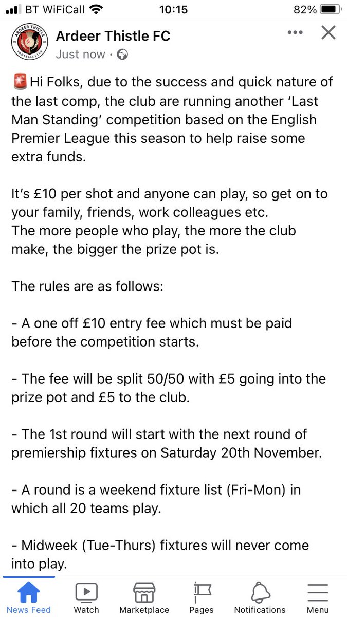 ArdeerThistleFC's tweet photo. 🚨 Hi Folks, the club are running another ‘Last Man Standing’ competition based on the English Premier League to help raise some extra funds. 

Please see the photos below for details and contact the page if interested.

Cheers🔴⚫️ https://t.co/EmJ9OjHWL4