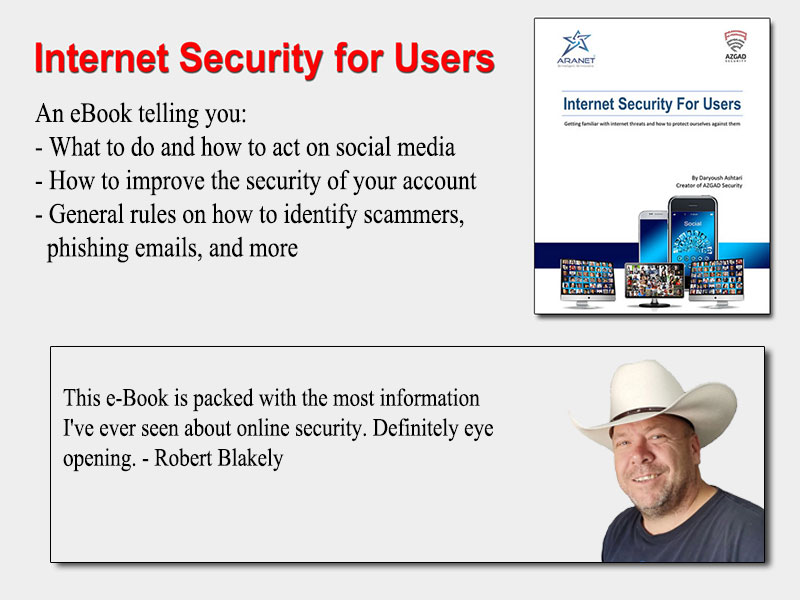 ARANET4's tweet photo. Internet Security for Users eBook is available at:
https://t.co/ESMJEJmZEy
#InternetSecurity #CyberSecurity #Personalsecurity #SocialmediaSecurity https://t.co/UdPkaQb5Cl