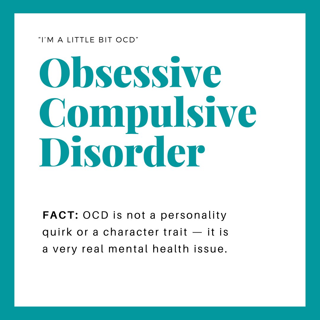 You cannot be 'a little' OCD. This is a complex and debilitating disorder which causes great distress and disruption to a person's life and critically impacts on a person's ability to function.  #ocd #ocdawareness #mentalhealth #mentalhealthawareness #mentalhealthmyths