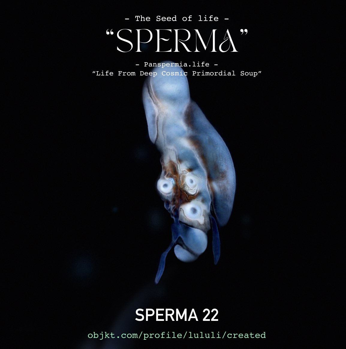 lululi_didelidi's tweet photo. SPERMA🤩❤️🤩
Collect a SPERMA - “seed of life” and make a kin, please treat it with love and compassion.
#nftsold #nftdrops #nftcollector
#NFTartists #dropalert #NFTCommunity #cryptoarts #ganarts #biology #seedoflife #lifeorigin #panspermia #spema https://t.co/yOkY36au5Y