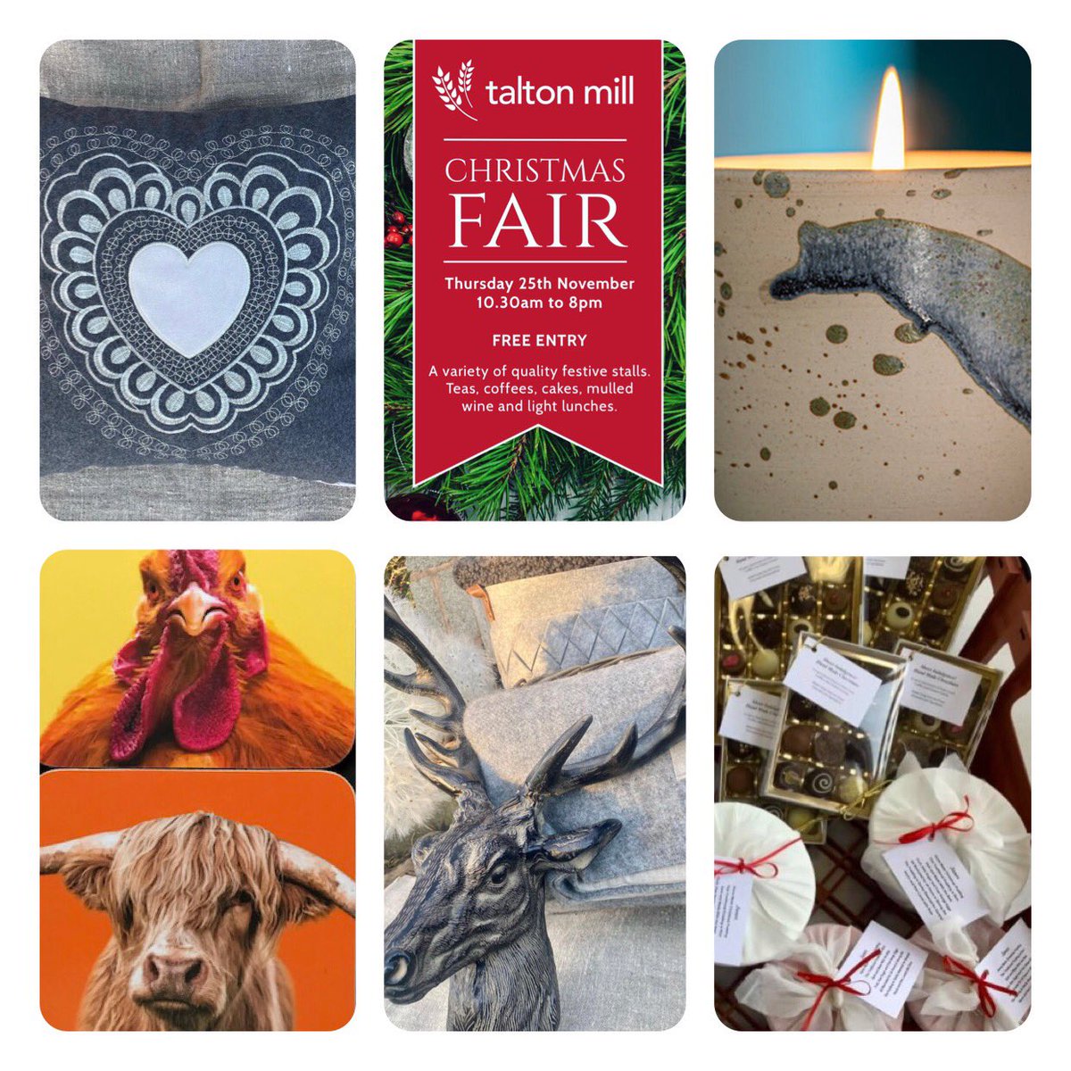 One week to go until we open our doors to our Christmas Fair. FREE ENTRY. Over 30 stalls inside and outside (under cover). Quality products. Perfect Christmas gifts. Food and drink on sale. Thurs 25 Nov. taltonmill.co.uk <a href="/EventsWhatsOn/">Stratford upon Avon</a>  <a href="/SUAHour/">#SUAHour</a>