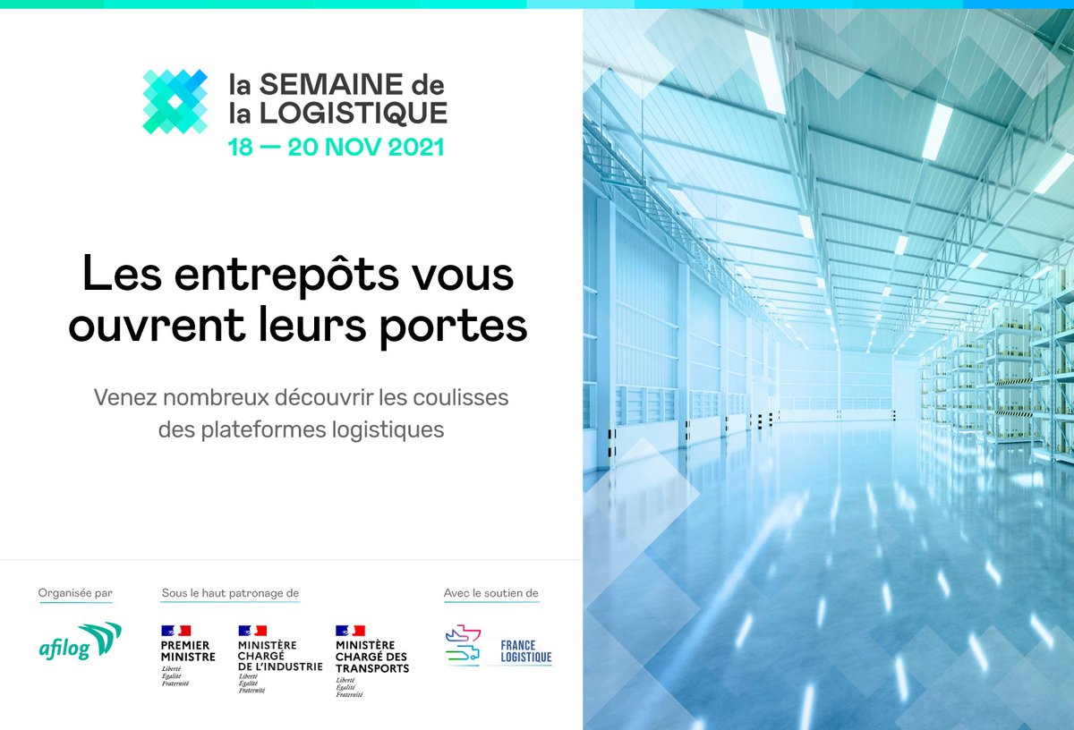 C'est parti pour la 1ere édition de la #SemaineLogistique ! Objectif : mettre en lumière le rôle vital de la #logistique dans notre vie quotidienne, économique et dans la révolution environnementale. A cette occasion, 
40 #entrepôts ouvrent leurs portes partout en France 🇫🇷