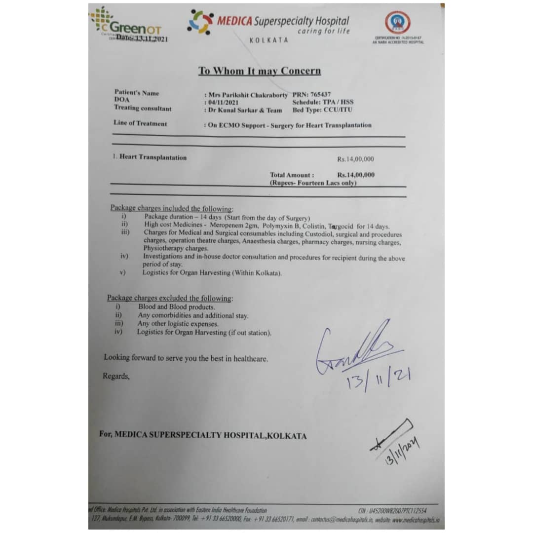 ShrutiC2002's tweet photo. Update:
My father’s name has been sent to the transplant list.Until we get a heart,he will be on ECMO life-support which would cost us 10 lakhs in 15 days. My family cannot afford the hosptal bills.Thus we have had to increase the goal amount to 30lakhs. https://t.co/klOpQpAgxA https://t.co/fUgKquGgCF