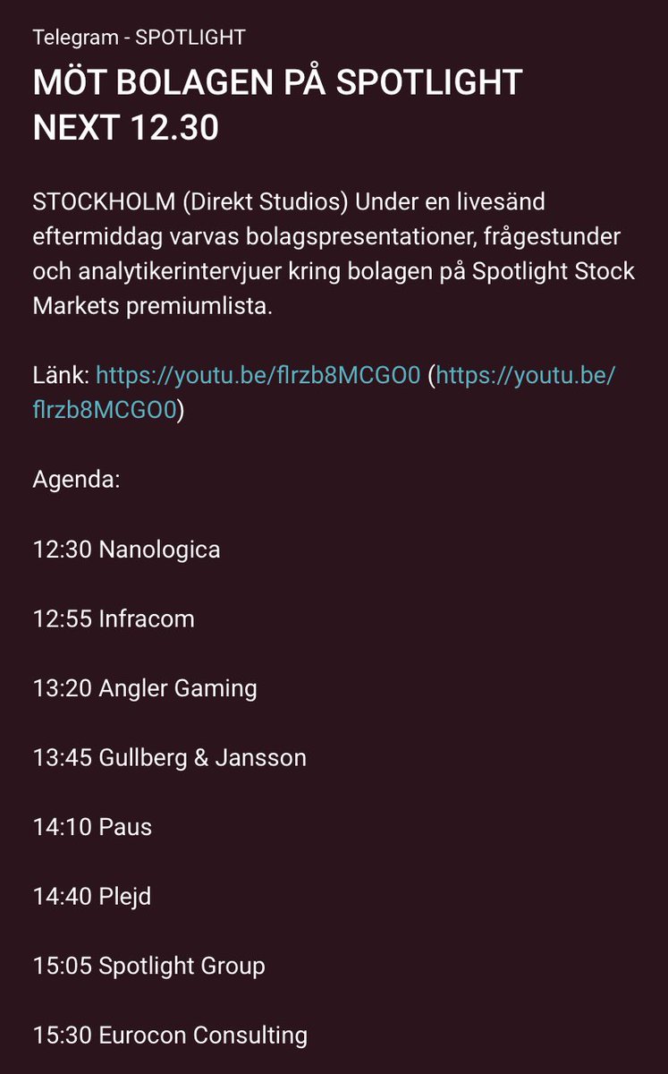QueenDaytrade's tweet photo. Idag är $ANGL i gott sällskap med $PLEJD hos @SpotlightGroup1 bolagspresentationer #swing #gapclose 

https://t.co/GCAoqC1laF https://t.co/hvNUtw0ZYm