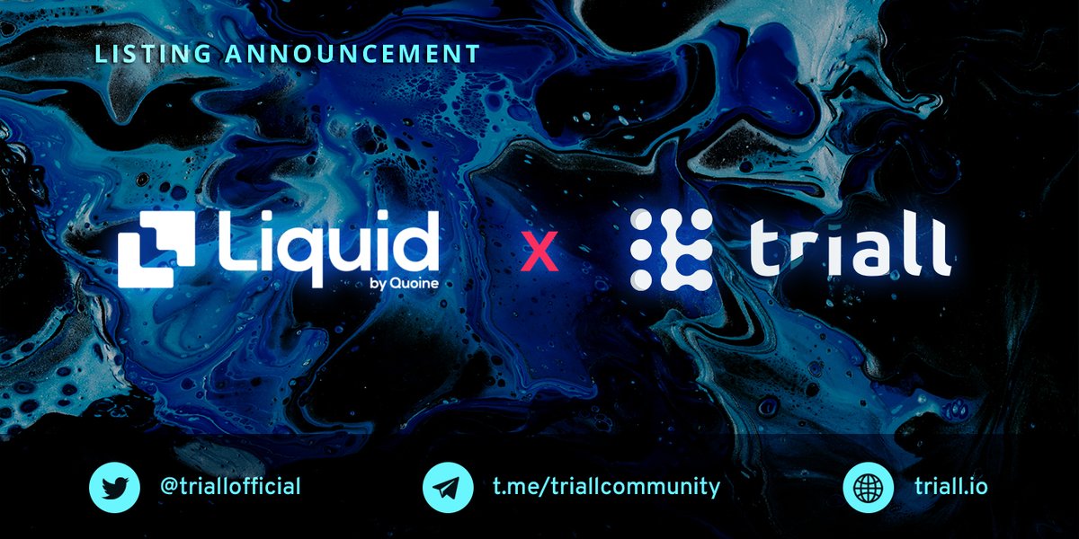triallofficial's tweet photo. $TRL is now listed on Liquid 🌊🥂

Our token $TRL listed on @Liquid_Global today. Founded in 2014, Liquid is one of the oldest and most established #crypto exchanges in the space.

Available trading pairs:
$TRL / $ETH: https://t.co/wZBs3HKl53
$TRL / $USDT: https://t.co/KJMlcGXj3t https://t.co/ypuV4ZBZTR