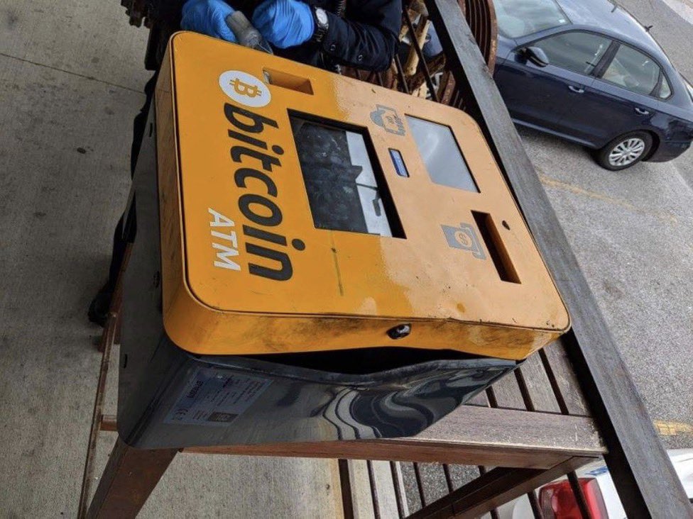 Someone actually tried to steal this #Bitcoin ATM to get the coins out 😂