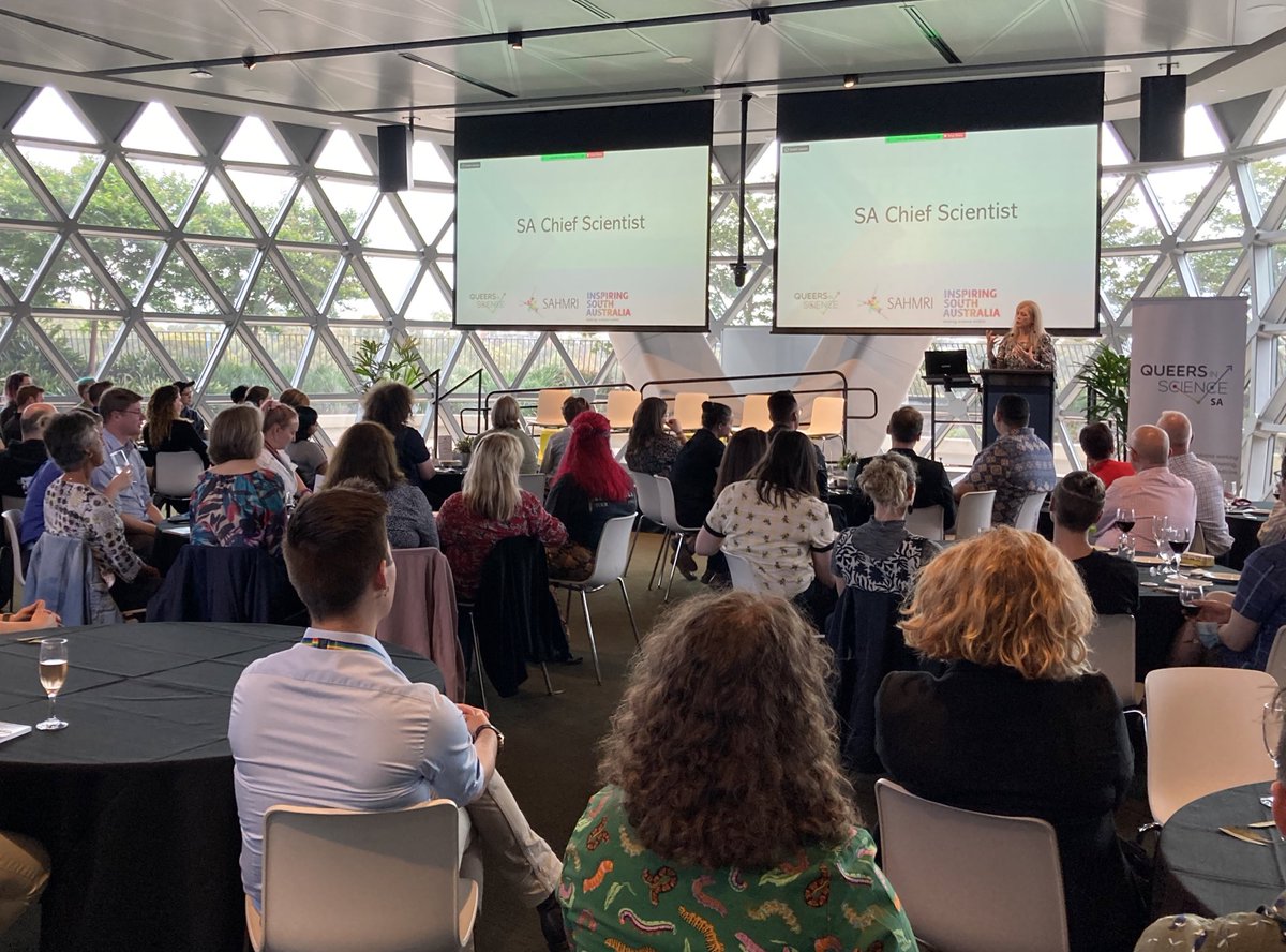 inspiringSthAus's tweet photo. SA Chief Scientist encourages a full room at @QueersInScience SA to hold true to self and keep dissenting @sachiefsci #STEMM #STEM #SouthAustralia https://t.co/Az4CdmGis3