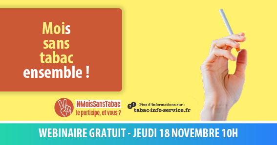 RDV à 10h pour notre webinaire consacré au #MoisSansTabac
Nous démontrerons que s’engager dans une démarche d’arrêt de tabac est tout bénéf. pour les entreprises et leurs salariés !
Inscription gratuite : bit.ly/3FpRdzn