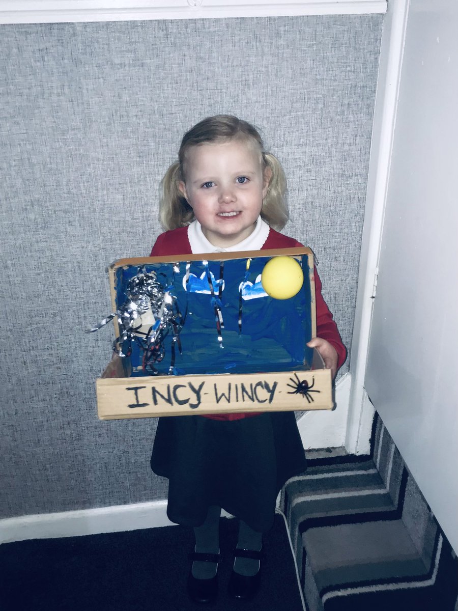 Lolafaryl's tweet photo. @StBernsPrimary Amelia-Rae’s “Incy Wincy Spider”  #NurseryRhyme 🕷 🌧 https://t.co/kHxu3WTMxV