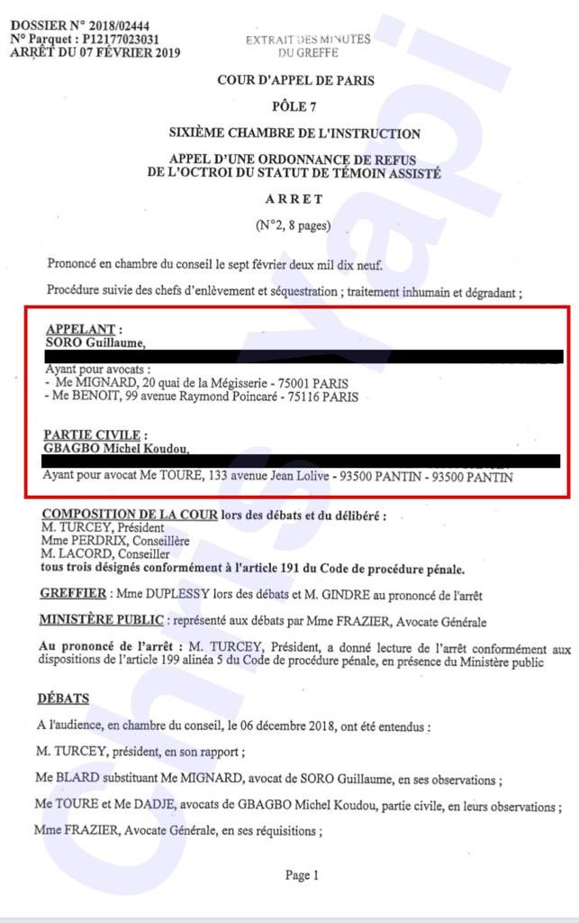 ChrisYapi4's tweet photo. VOICI L’ARRÊT DE LA JUSTICE FRANÇAISE CONTRE GUILLAUME SORO ET LES EX-COMZONES. https://t.co/miNwOwJLCT
