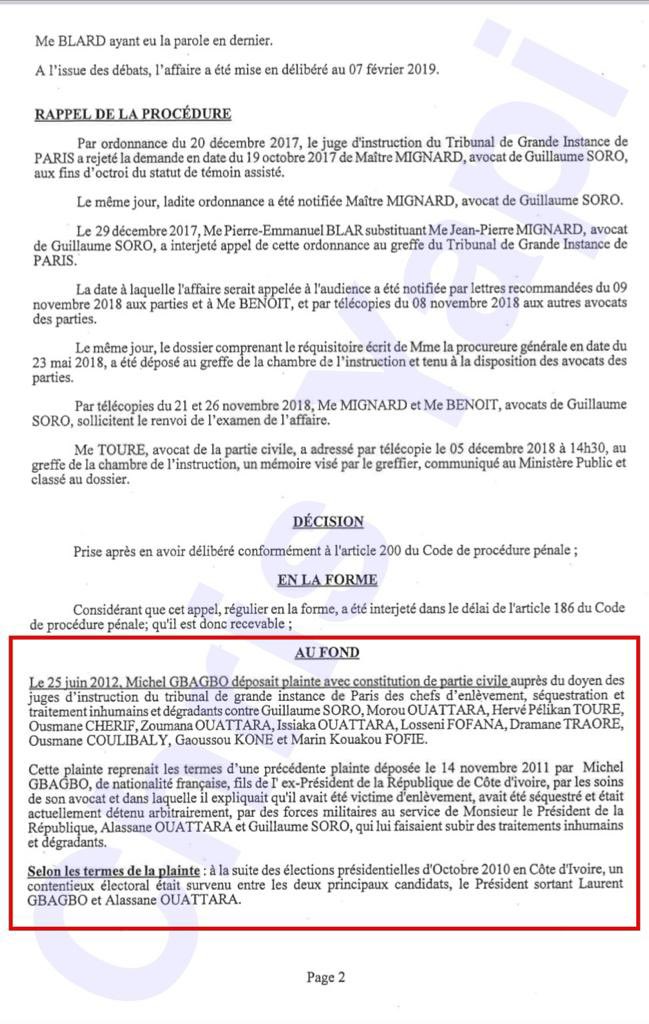 ChrisYapi4's tweet photo. VOICI L’ARRÊT DE LA JUSTICE FRANÇAISE CONTRE GUILLAUME SORO ET LES EX-COMZONES. https://t.co/miNwOwJLCT