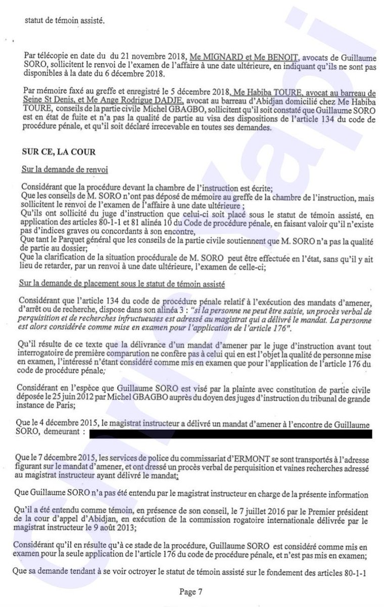 ChrisYapi4's tweet photo. VOICI L’ARRÊT DE LA JUSTICE FRANÇAISE CONTRE GUILLAUME SORO ET LES EX-COMZONES. https://t.co/miNwOwJLCT