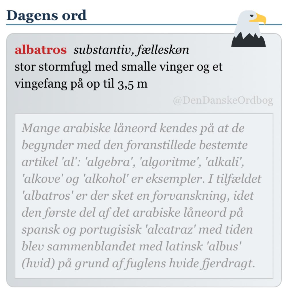 DenDanskeOrdbog's tweet photo. #arabisk #latin #låneveje #stormfugl @BirdLifeDanmark #dknatur #dksprog #dagensord
https://t.co/vnqhv6UJIl https://t.co/wFz2a4QimQ
