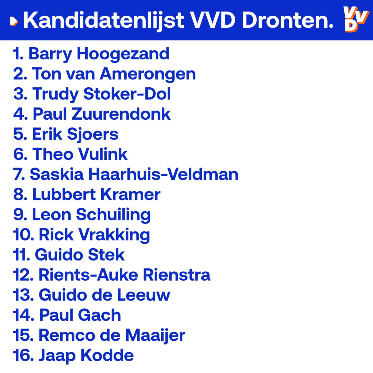 Hier zie je onze top 10 en de volledige lijst voor GR2022. Oude bekenden en nieuwe gezichten, maar allemaal met een hart voor Biddinghuizen, Dronten en Swifterbant. 🧡💙

Want: #samenkomenweverder