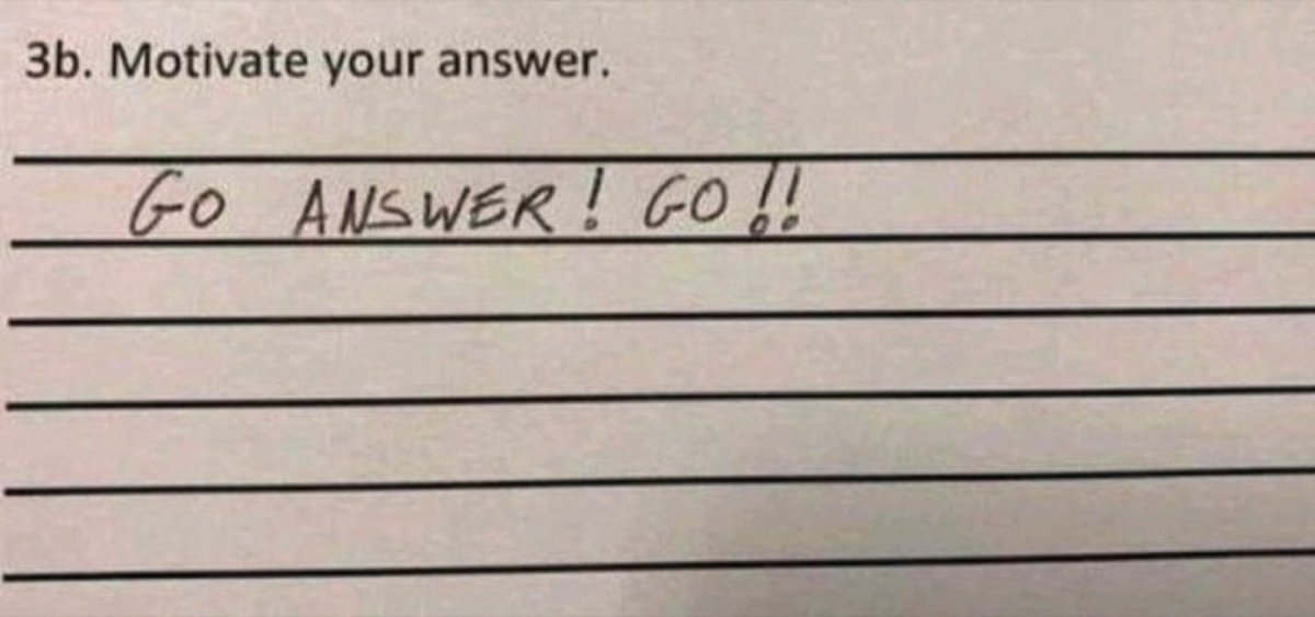 Briljant! Als ik in het onderwijs zou werken, dan kreeg deze leerling bonuspunten voor humor en creativiteit ;-)
#communicatie #leiderschap #taal