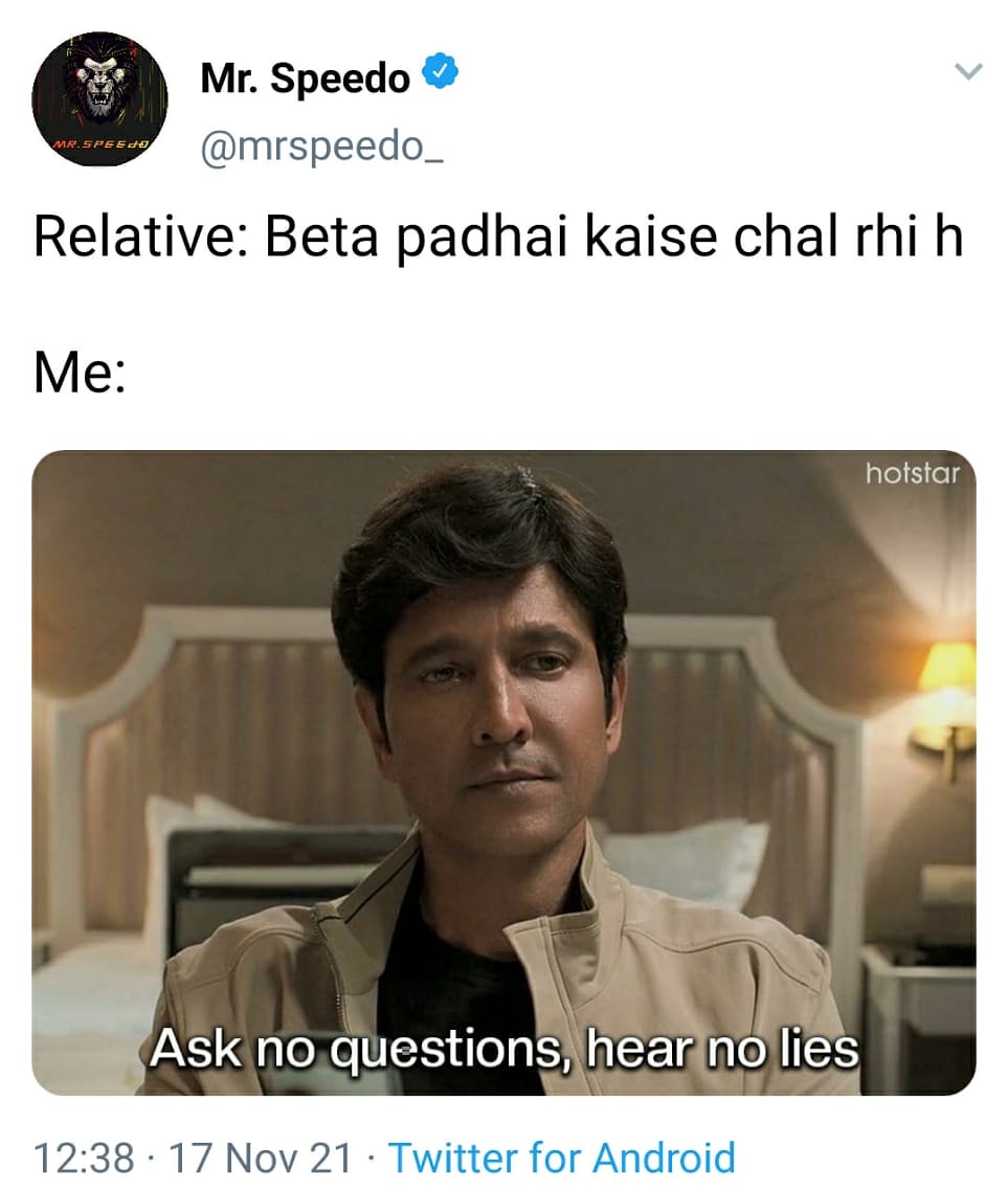 MrSpeedo_'s tweet photo. Yhe Question puchna hi kyu h 🥱

#HimmatIsBack https://t.co/pWJU9leyVH