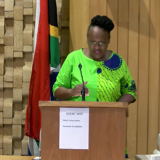 unisa's tweet photo. #AWLNSA Mikateko Maluleko deliver opening remarks on behalf of Minister of women in the Presidency responsibility of women, youth, and persons with disabilities, Maite Nkoana Mashabane
#SAChapterLaunch
@UnisaRadio https://t.co/xmvmgd7cRx
