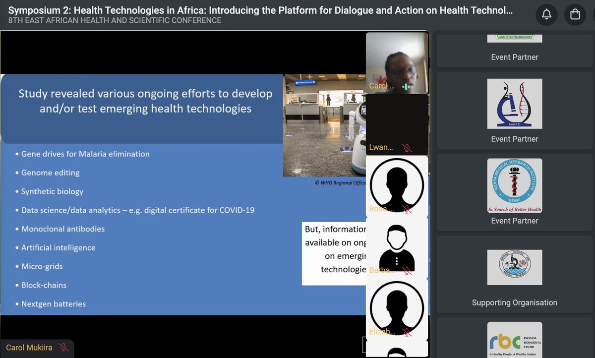 htp_Africa's tweet photo. Happening now: symposium on emerging #health technologies at the 8th East African Health &amp; Scientific Conference. #EAHSC 

@cmukiira presents on findings of a landscape political economy analysis on Emerging Health Technologies in #Africa.

Join symposium: https://t.co/kqZ3sG1mMt https://t.co/qPS5yFUIwW