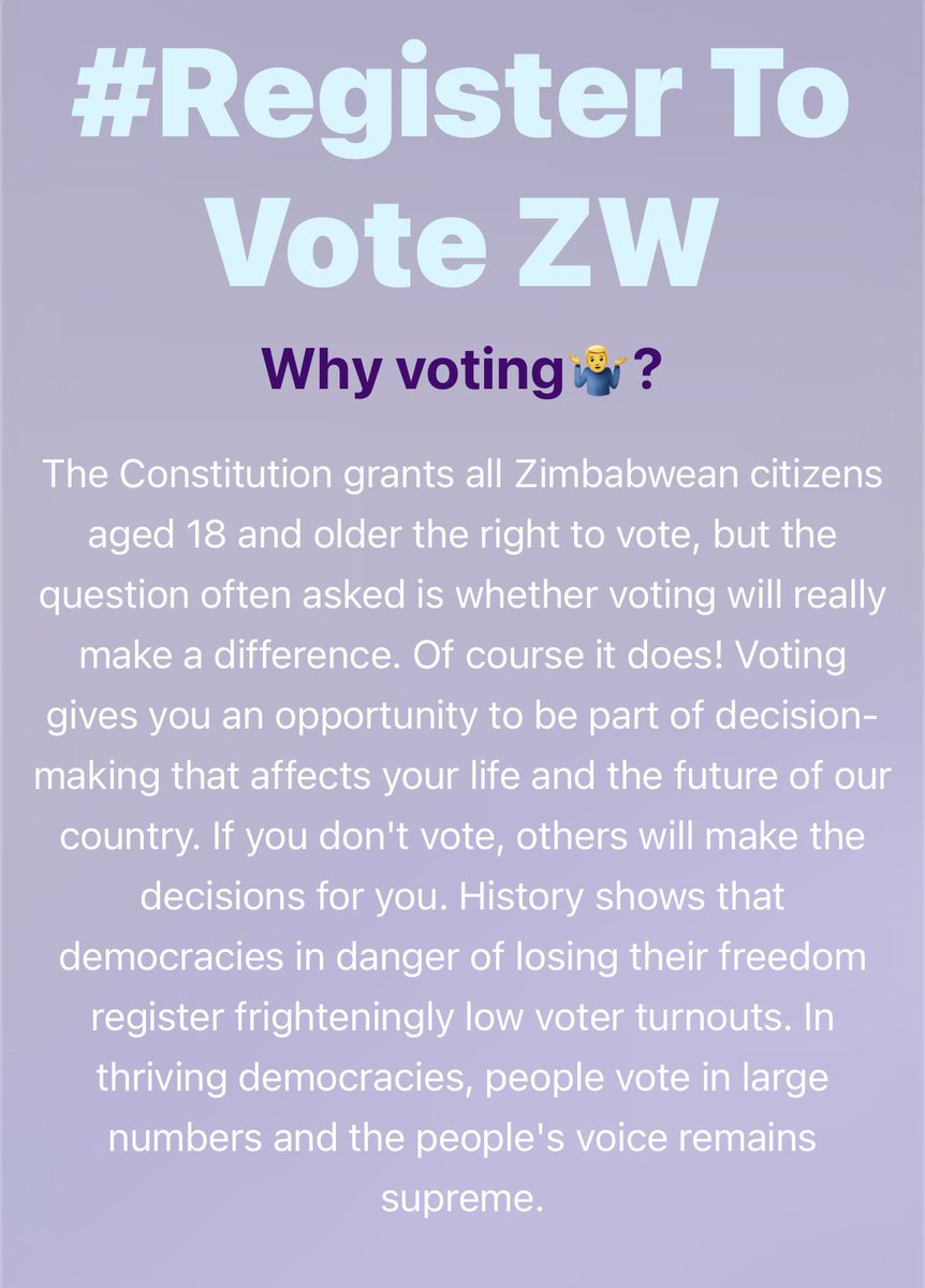 daddyhope's tweet photo. There is an enormous amount of power in the hands of young people to change the economic circumstances of Zimbabwe through voting

A young Zimbabwean software engineer @TMupanesure has come up with a voter information website for young people.
Pliz RETWEET
https://t.co/ejkynuw6p3 https://t.co/ETpPo4XU6n