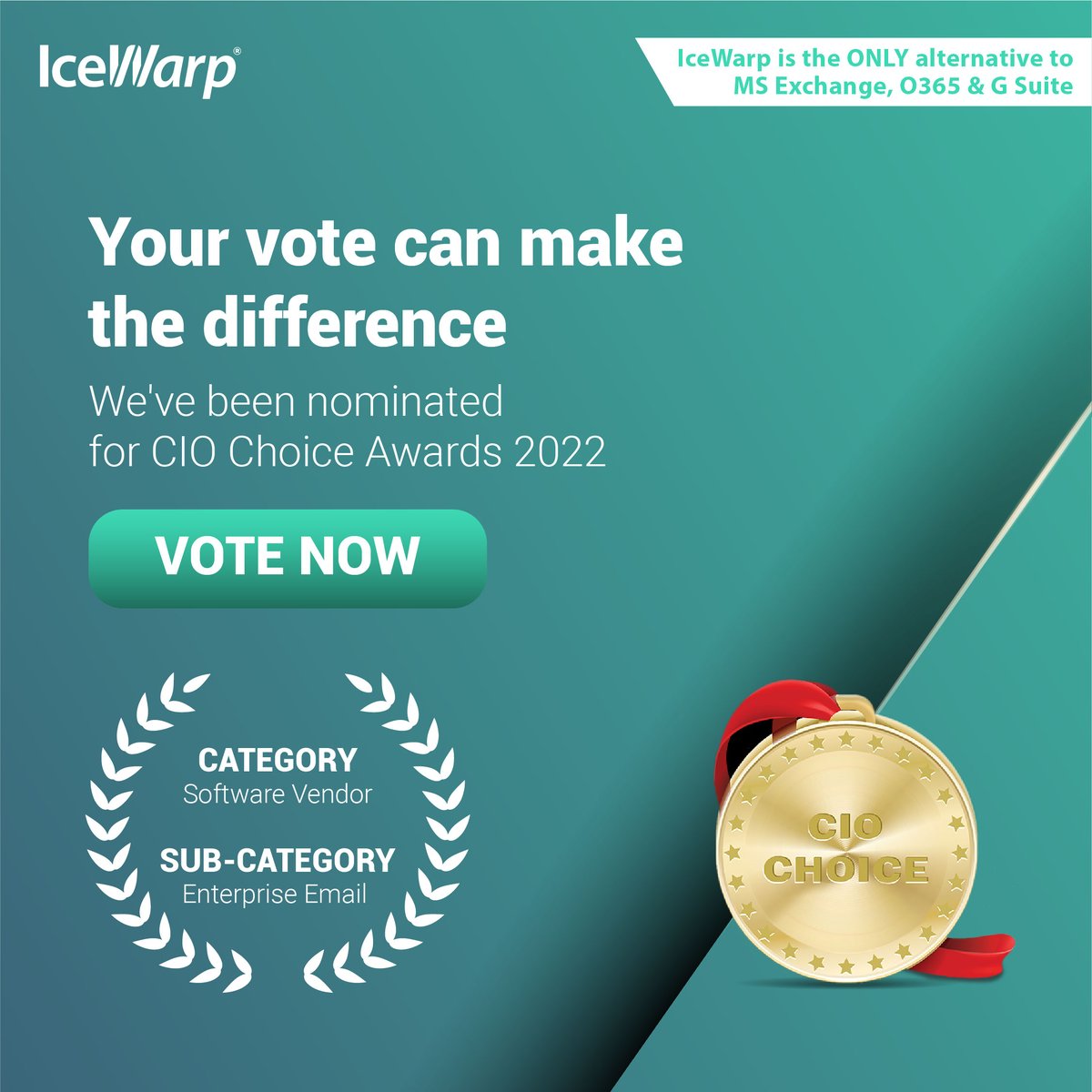 IceWarp_IN's tweet photo. It is a proud moment for #IceWarp to be nominated for the #CIOChoiceAwards2022, yet again.
Vote now: https://t.co/HV7dsmXHob
#IceWarpIndia #SoftwareVendor #EnterpriseEmail #Nomination #VoteNow #PublicCloud #PrivateCloud #HybridCloud #CIOchoice2022 #ctoconnect #technologyleaders https://t.co/BbN5kP7euF