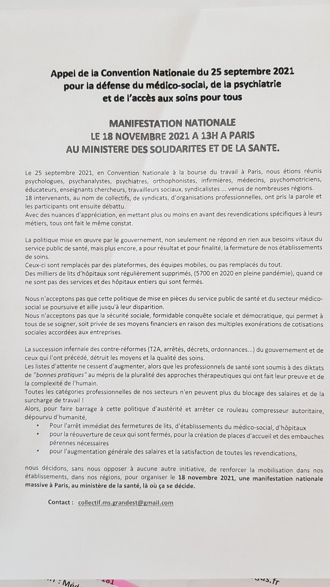 FernandezPaz69's tweet photo. @Dr_ribouldingue Jeudi 18 novembre 2021
Mobilisation de la psychiatrie, pédopsychiatrie, du médico-social devant le ministère de la santé qui en parle ?? https://t.co/VaCiWDvTed