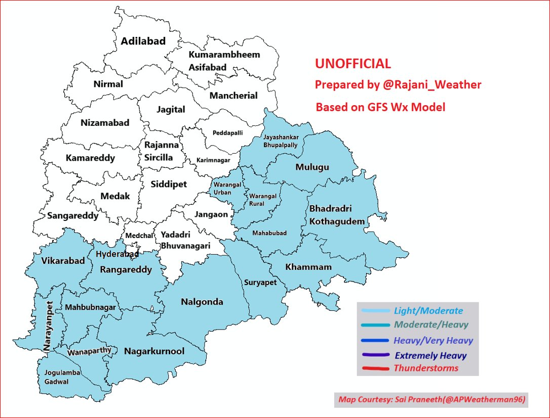 Rajani_Weather's tweet photo. #24HrWx #Telangana 
Expect light/moderate spells of rain over East &amp; South TS
Such rains might further spread over entire state tomorrow 19-Nov https://t.co/6wyF388CvT