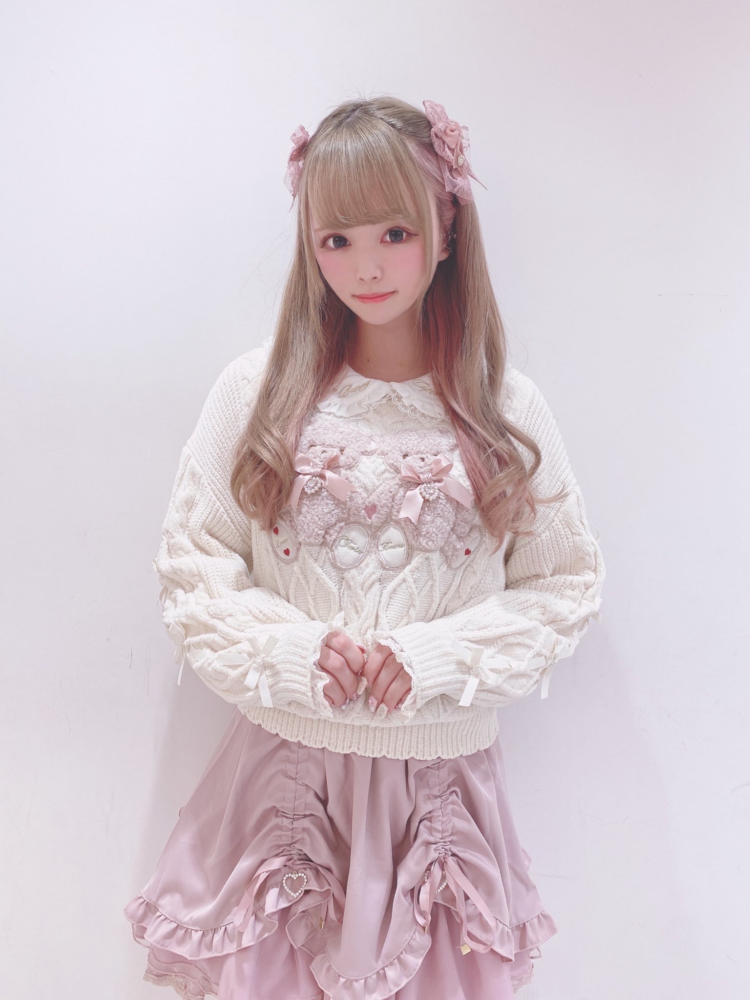 ハンドメイド♡♡くまちゃんフリルツイン バイカラー グリーン X-এ LIZ LISA: 