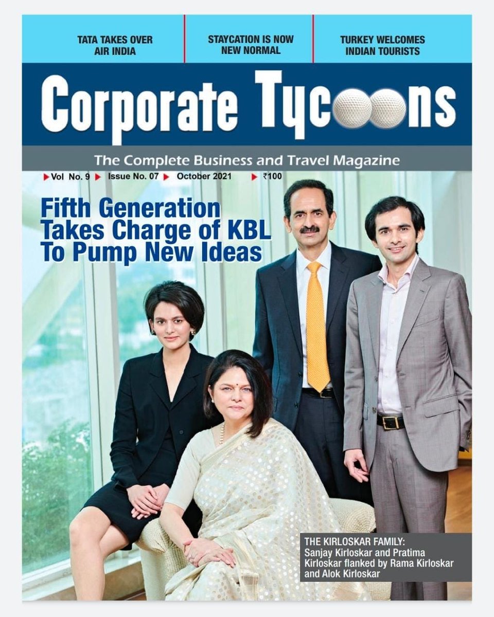 magcorptycoons's tweet photo. The #Kirloskar Family - Fifth Generation Takes Charge of KBL To Pump New Ideas.
Link to read more - https://t.co/OngGyLrJJh

#KirloskarFamily #CoverStory #NewIdeasNewGeneration #LatestIssue #BusinessMagazine https://t.co/V4vBavR0z4