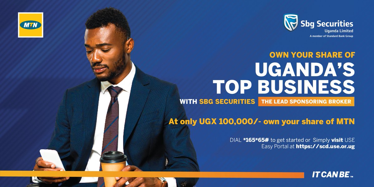 stanbicug's tweet photo. Don't miss the opportunity to buy @mtnug shares. With a minimum of UGX 100,000, become a part owner in one of Uganda’s top telecom companies.

Contact #SBGSecurities to open a trading account &amp; invest in the #MTNIPO today. Call 0312 224965 or email sbgqueries@stanbic.com https://t.co/XKdt4ctmQw