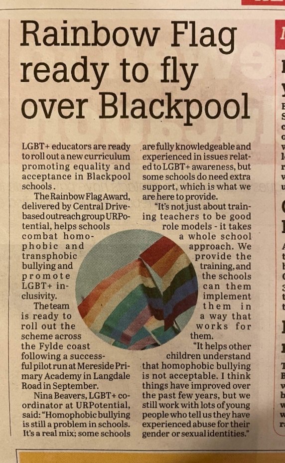 Congratulations @urpotentialuk <a href="/LGBTOutnAbout/">URPotential LGBT</a> starting LGBT education revolution! <a href="/BBCCiN/">BBC Children in Need</a> <a href="/BpoolCouncil/">Blackpool Council</a> <a href="/TNLComFund/">The National Lottery Community Fund</a> WOW great team
