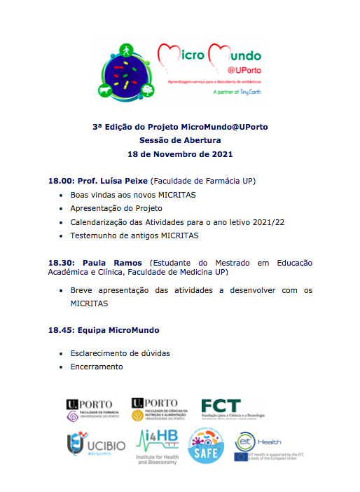 📢 In this European Antibiotic Awareness Day (EAAD) 2021, we will launch the 3rd edition of our <a href="/MicroMundoUP/">MicroMundo@UPorto</a> project, stay tuned! <a href="/UCIBIO_Research/">UCIBIO</a> #FFUP #FCNAUP