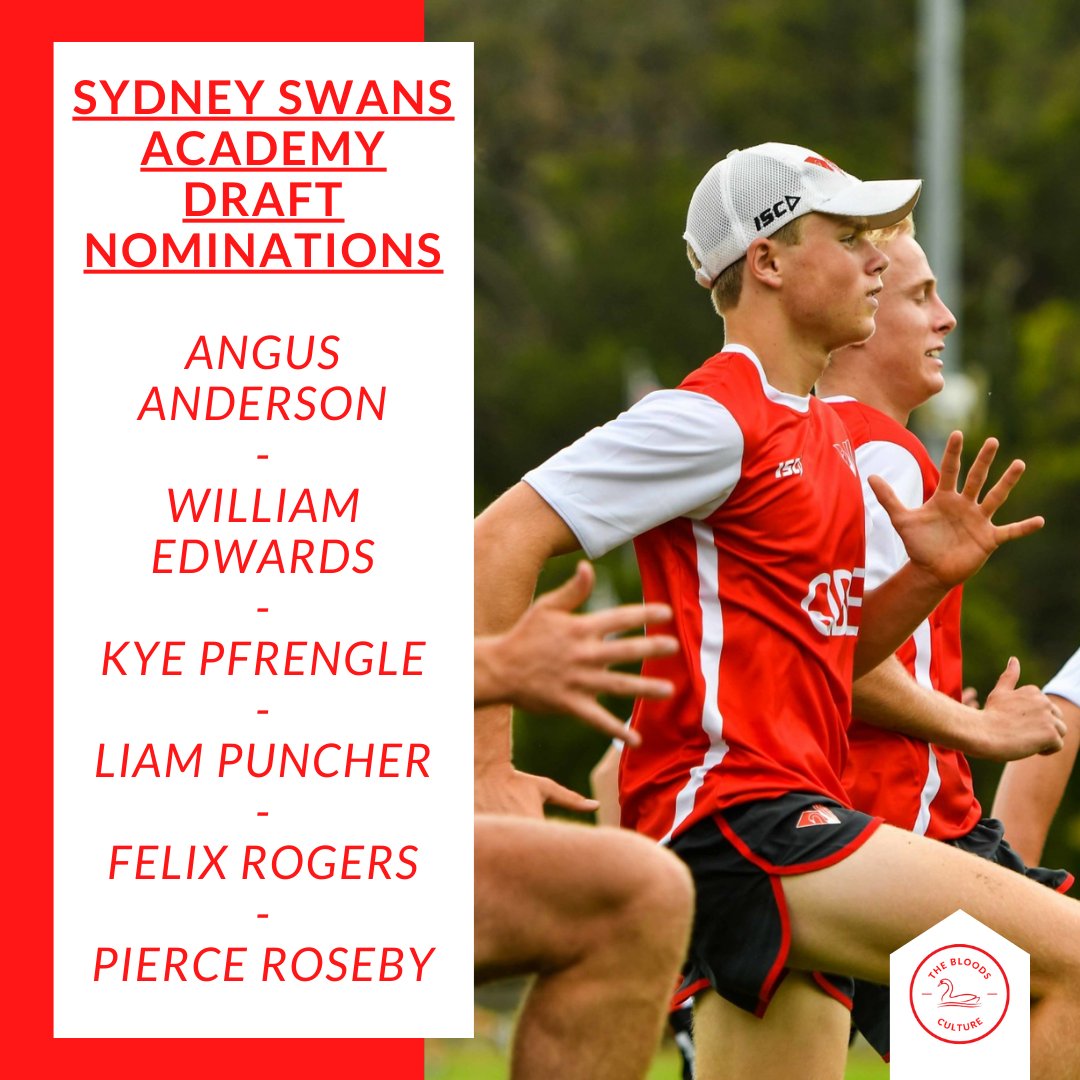 BloodsCulture's tweet photo. Good luck to the six young lads from the Sydney Swans academy that have nominated for the National Draft next week!

#Bloods https://t.co/d7BlUtRkUO