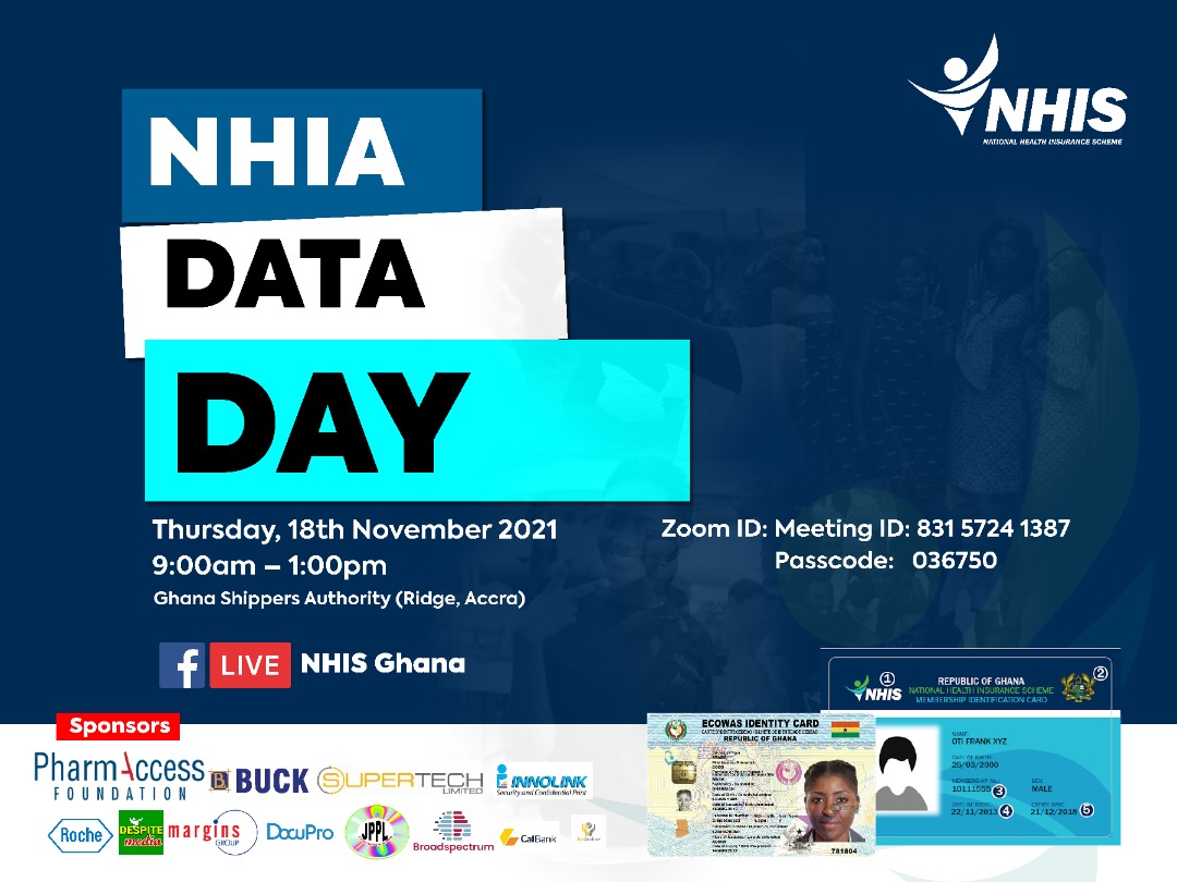 NHIS_Ghana's tweet photo. Join us for the NHIA DATA DAY Today
This present us and our stakeholders the opportunity to be educated on NHIS data analysis for policy and Management decision making.
Will be streaming live https://t.co/fyaYCtgogC
#Nhisweek21 https://t.co/xDmZYbqipL