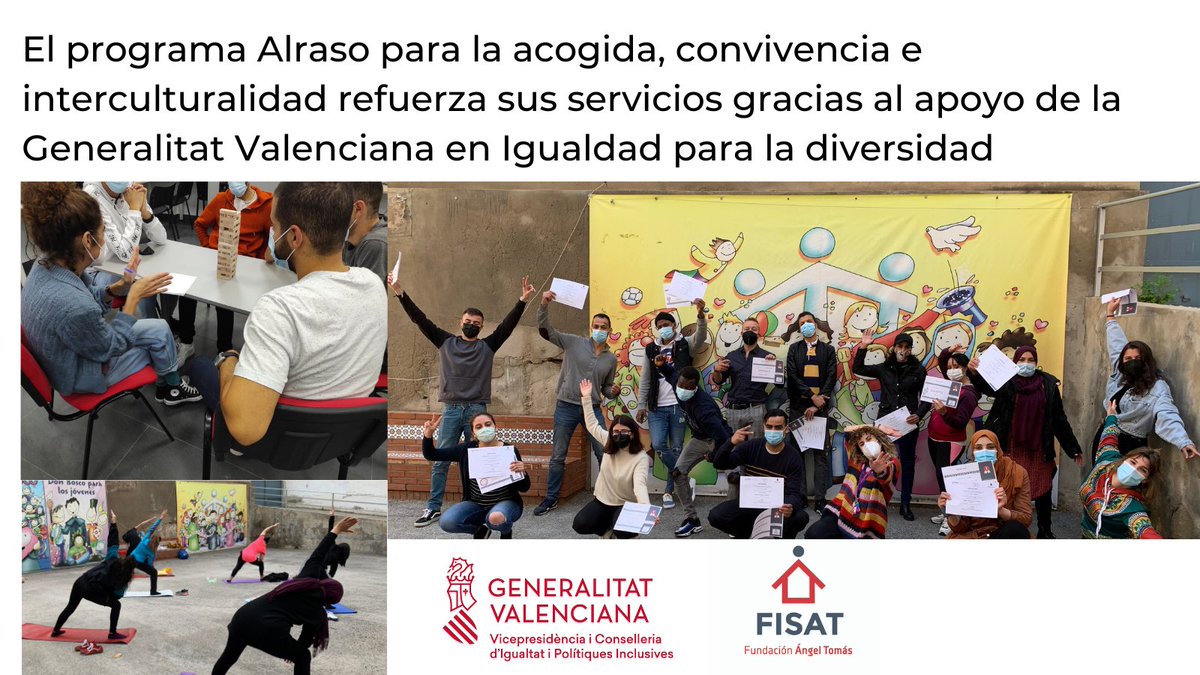 fundacionFISAT's tweet photo. El #programaAlraso de @fundacionFISAT en la Comunidad Valenciana refuerza sus servicios gracias al apoyo de @GVAinclusio a través de #IgualdadParaLaDiversidad.
Para saber más👇
https://t.co/gz4lywYfXz https://t.co/HDVTESlHJw