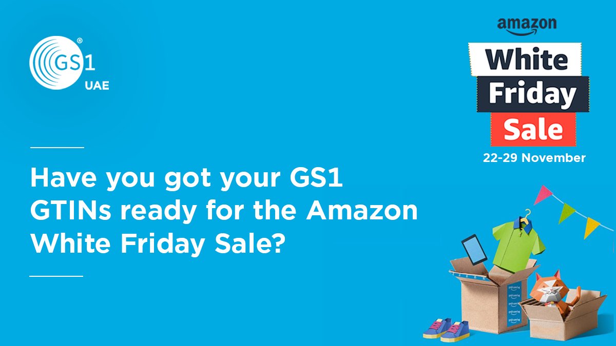 GS1_UAE's tweet photo. 4 days to go for the Amazon White Friday Sale!

Amazon requires GS1 GTINs for all product categories. Ensure you have the right GTINs allocated for the White Friday Sale to uniquely identify your products on Amazon and sell big!

@amazonae White Friday Sale (22 Nov - 29 Nov) https://t.co/3j5nzZKOQk