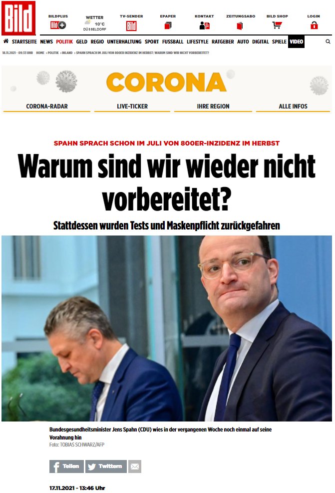 Dazwischen liegen keine 2 Wochen. Die BILD war und ist ein Pandemietreiber.