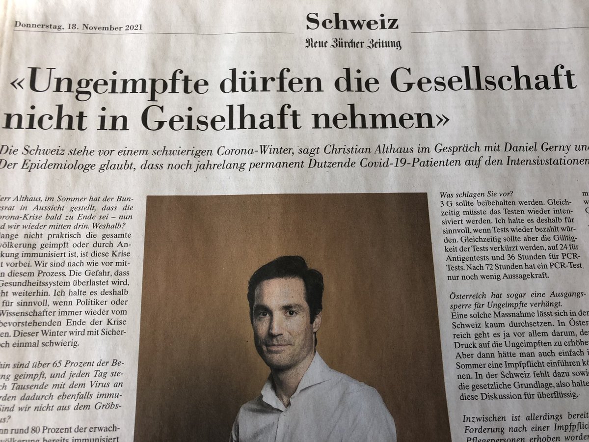 Le message de l’épidémiologiste Christian Althaus dans la NZZ: «Les non vaccinés ne peuvent pas prendre la société en otage »