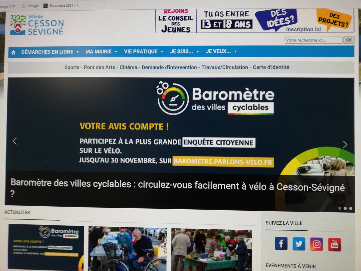 Derniers jours pour le #barometrevelo2021 <a href="/FUB_fr/">FUB</a>. Relais sur le site de <a href="/cessonsevigne/">Ville de Cesson-Sévigné</a>. Objectif: dépasser les 199 contributions de 2019?