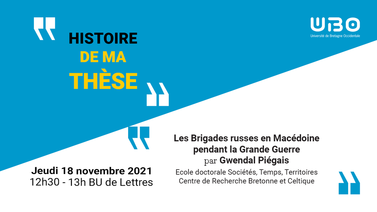 bu_ubo's tweet photo. Aujourd'hui à 12h30 @GPiegais nous raconte l'aventure de sa thèse sur les Brigades russes en Macédoine pendant la #GrandeGuerre #WW1 RDV à la BU Lettres @UBO_UnivBrest https://t.co/Sq5zJ2F0Ao