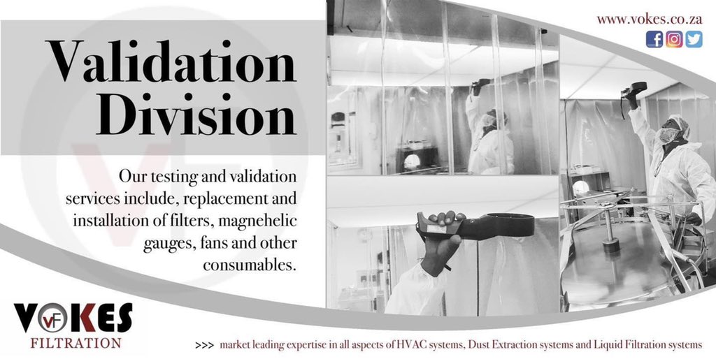 VokesFiltration's tweet photo. Our Validation Division provide complete maintenance, validation, service and certification for laboratory cabinets, equipment, cleanrooms, laboratories, theatres and medical facilities. 
#vokesfiltration #vokes #filtration #AirFiltration #ValidationDivision #TaigeisDigital https://t.co/VfMj89TRrQ