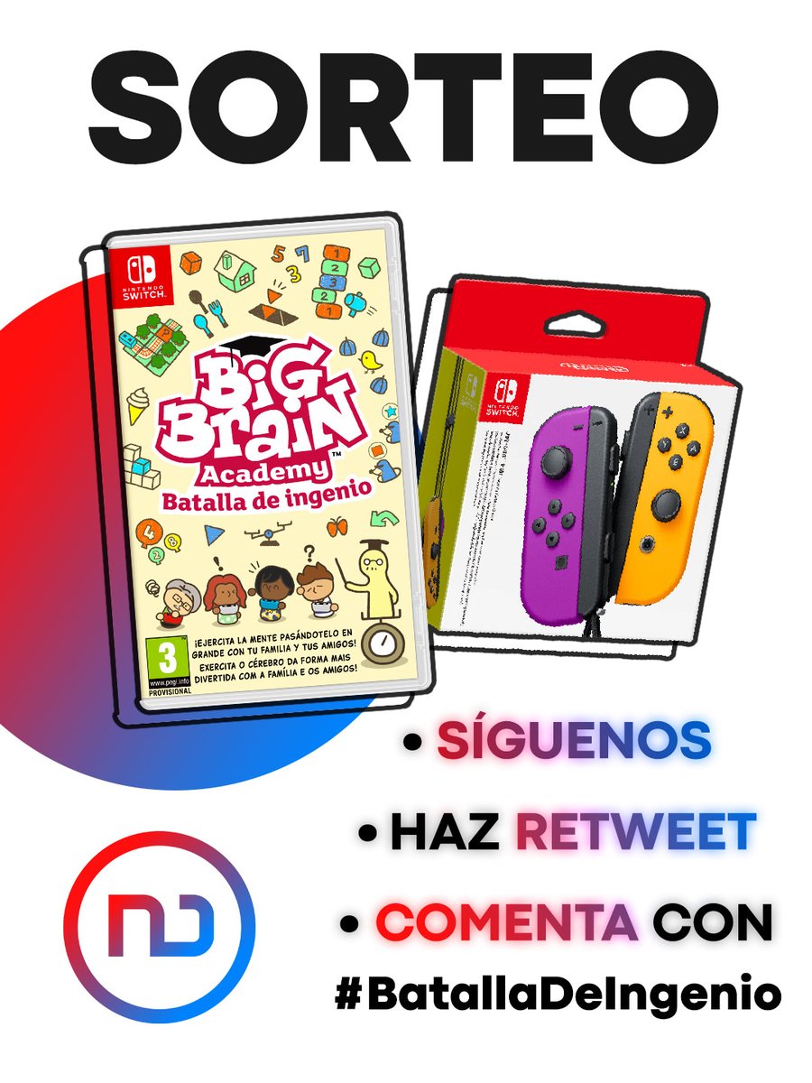 ❤️ ¡SORTEO de Big Brain Academy + Joy-Con! 💙

✅ Sigue a <a href="/Nintenduo/">Nintendúo</a>
✅ Haz Retweet a este Tweet
✅ Responde con #BatallaDeIngenio mencionando a alguien que quieras retar en Big Brain Academy.

¡Mucha suerte a todos!