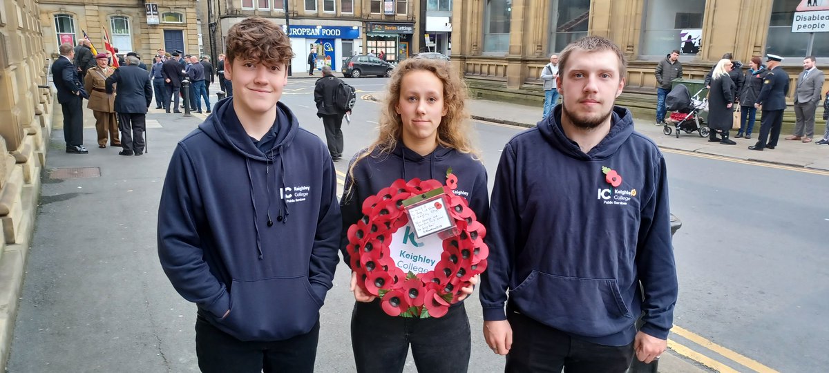 KCAcademic's tweet photo. Well done to our Public Services students for representing the college on Remembrance Sunday in Keighley @KeighleyCollege https://t.co/gdH8o5HdlD