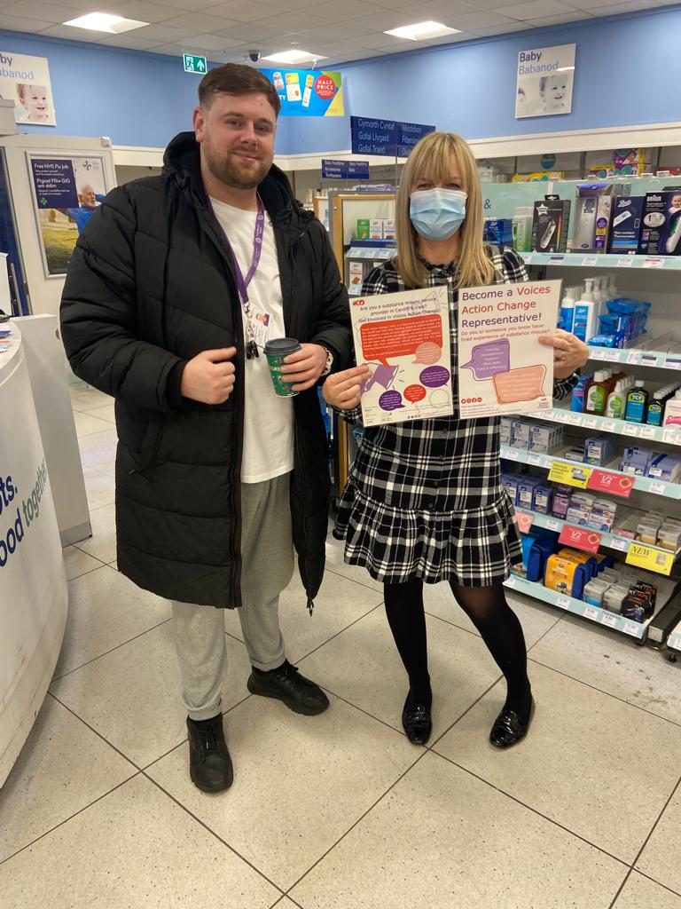 VoicesActionCh1's tweet photo. A busy week for VAC Mentor @CullanMais 🌪️

Connecting with the community and spreading the word, let's raise the voices of people with lived experience and improve drug services in #Cardiff

Thanks Albert Surgery and Boots on Windsor Road #Penarth for supporting our aims 🗣️ https://t.co/YmiQf5PNAo