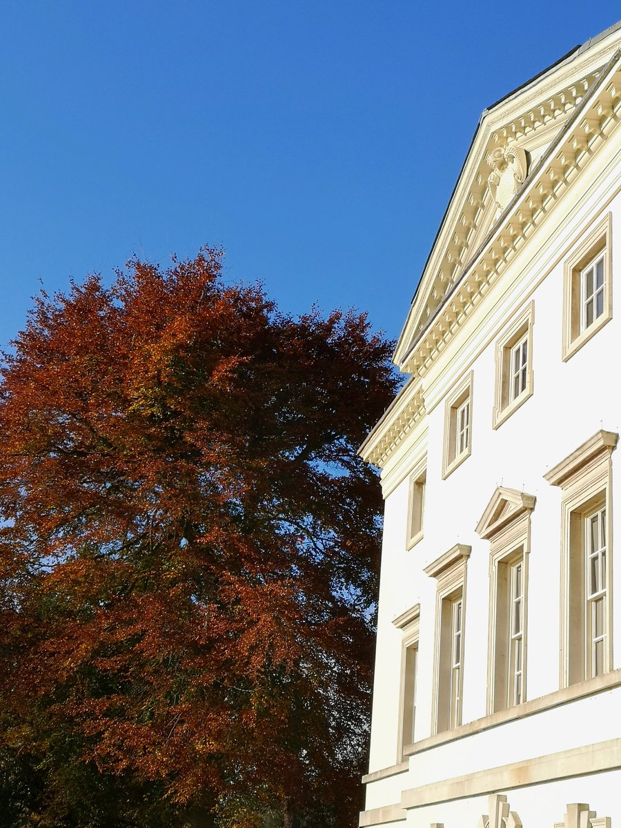 A gorgeous, crisp autumn morning at @EHMarbleHill yesterday - the last visit of my three month placement there with <a href="/EnglishHeritage/">English Heritage</a>. The mass of caramel and ruby red leaves made that new lick of paint sparkle all the brighter!!