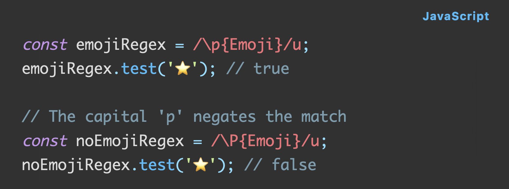 Mathias Bynens Stefanjudis Unfortunately This Only Matches Single Code Points Emoji Because Unicode S Emoji Property Is A Character Property Any Emoji Consisting Of Multiple Code Points That S Most Of Them Cannot Be