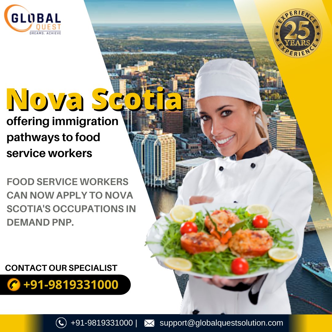 #NovaScotia offering immigration pathways to food service workers.
Check Your Eligibility: bit.ly/3oCLBg6

#canadapnp #novascotiapnp #expressentry #skilledworker #skilledworkervisa #canadaimmigration2021 #CanadaImmigrationConsultants #canadaimmigrationvisa