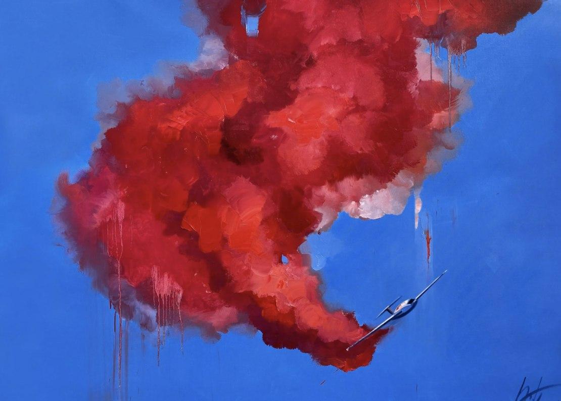 Cosmodreams_art's tweet photo. Inspired by spectacular flying displays at #DubaiAirshow Marina Fedorova in her painting ‘Dubai Airshow’ (2021, oil on canvas) uses intense red to capture its mesmerizing effect and dynamics.
Discover Marina’s works for #Cosmodreams 👉https://t.co/lFGwkkFoLw
#art #painting #plane https://t.co/br8DshdQGS